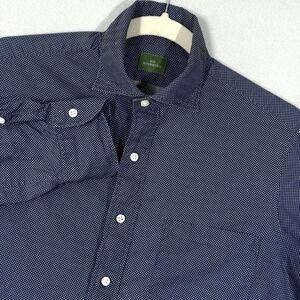 Sid Mashburn Shirt Mens Small Polka Dot Long Sleeve Button Up Blue Cotton Pocket